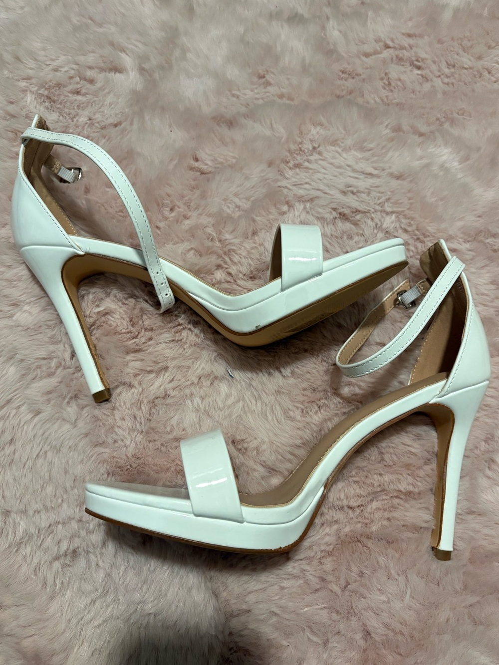Women's White Ankle-Strap Stiletto Heels
